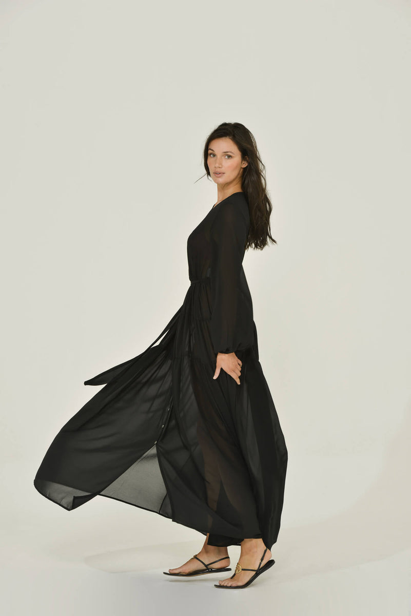 Maxi Dresses Raabta Fashion Black Georgette Dresses Button Up Maxi Dress Black Long Sleeve Sustainable Clothing Maxi Dresses Raabta Fashion Black Georgette Dresses Button Up Maxi Dress Black Long Sleeve Sustainable Clothing
