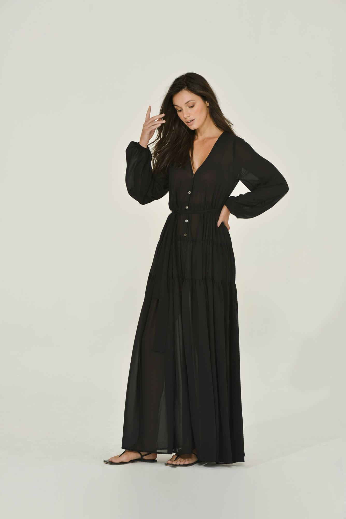 Button Up Maxi Dress | Black | Long Sleeve | Sustainable Clothing | Intention Button Up Maxi Dress | Black | Long Sleeve | Sustainable Clothing | Intention