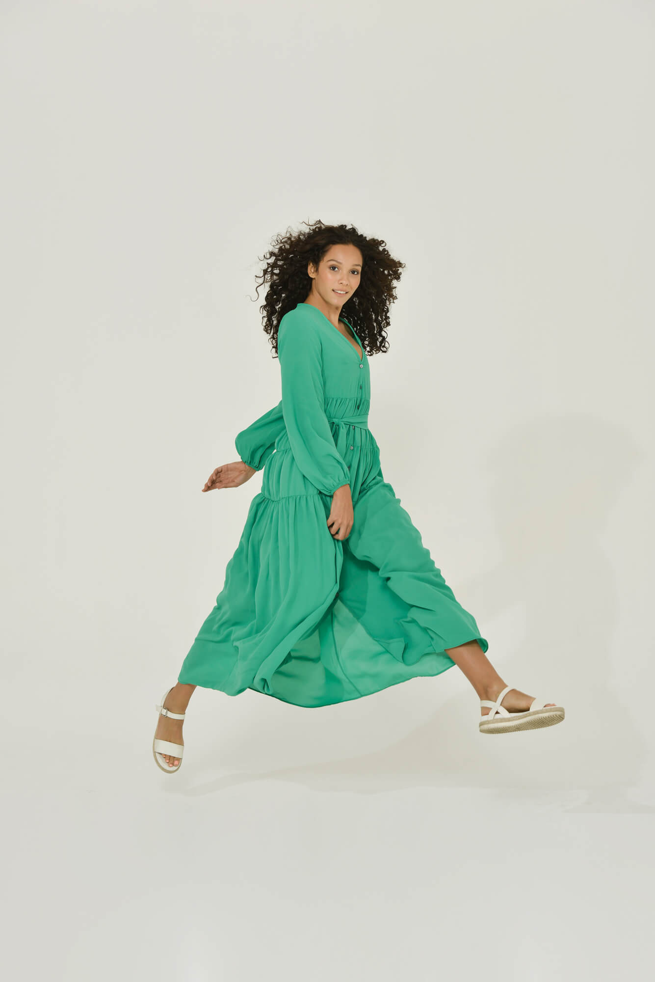 Maxi Dress Button Front | Green | Long Sleeve | Sustainable Clothing | Intention Maxi Dress Button Front | Green | Long Sleeve | Sustainable Clothing | Intention