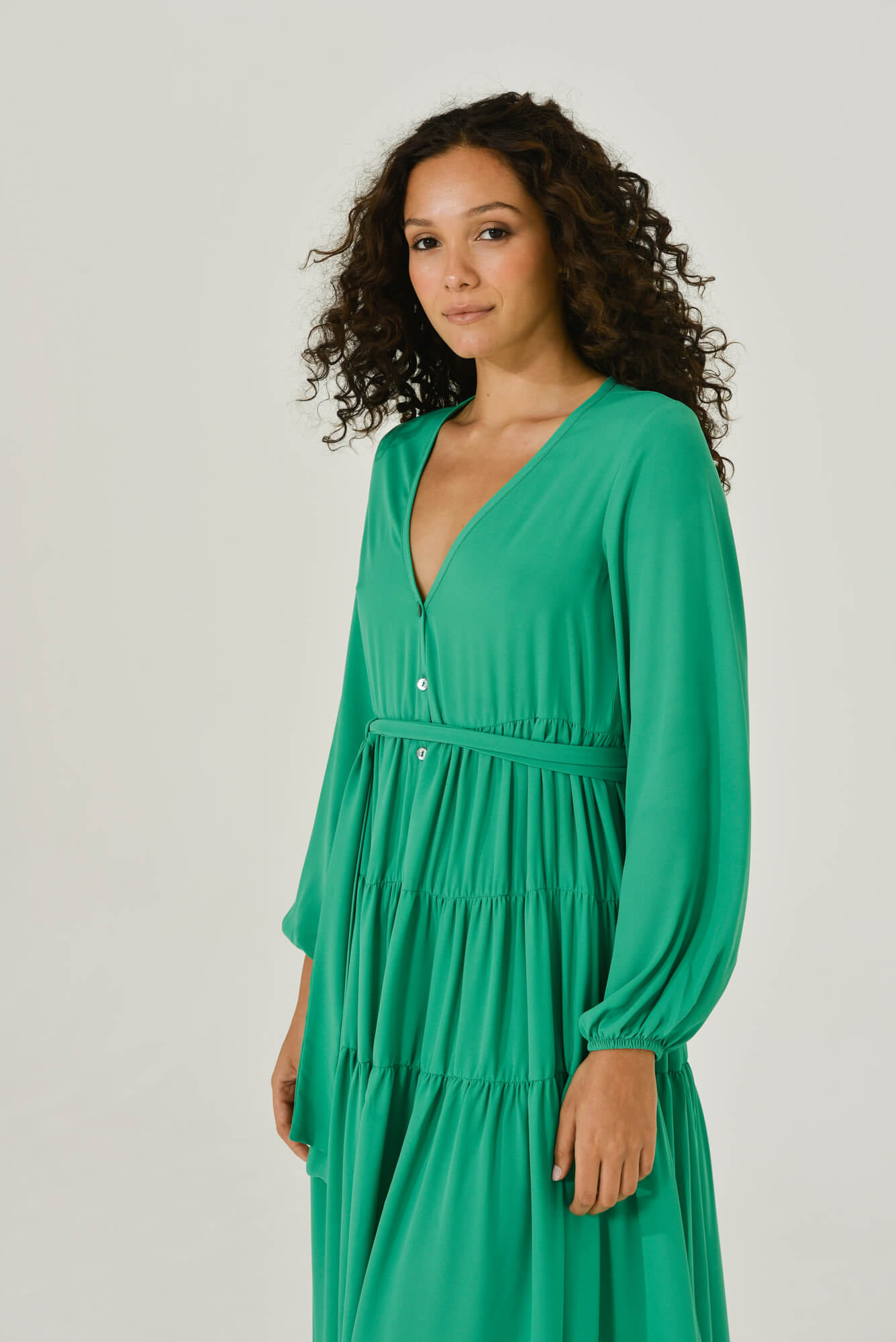 Maxi Dress Button Front | Green | Long Sleeve | Sustainable Clothing | Intention Maxi Dress Button Front | Green | Long Sleeve | Sustainable Clothing | Intention