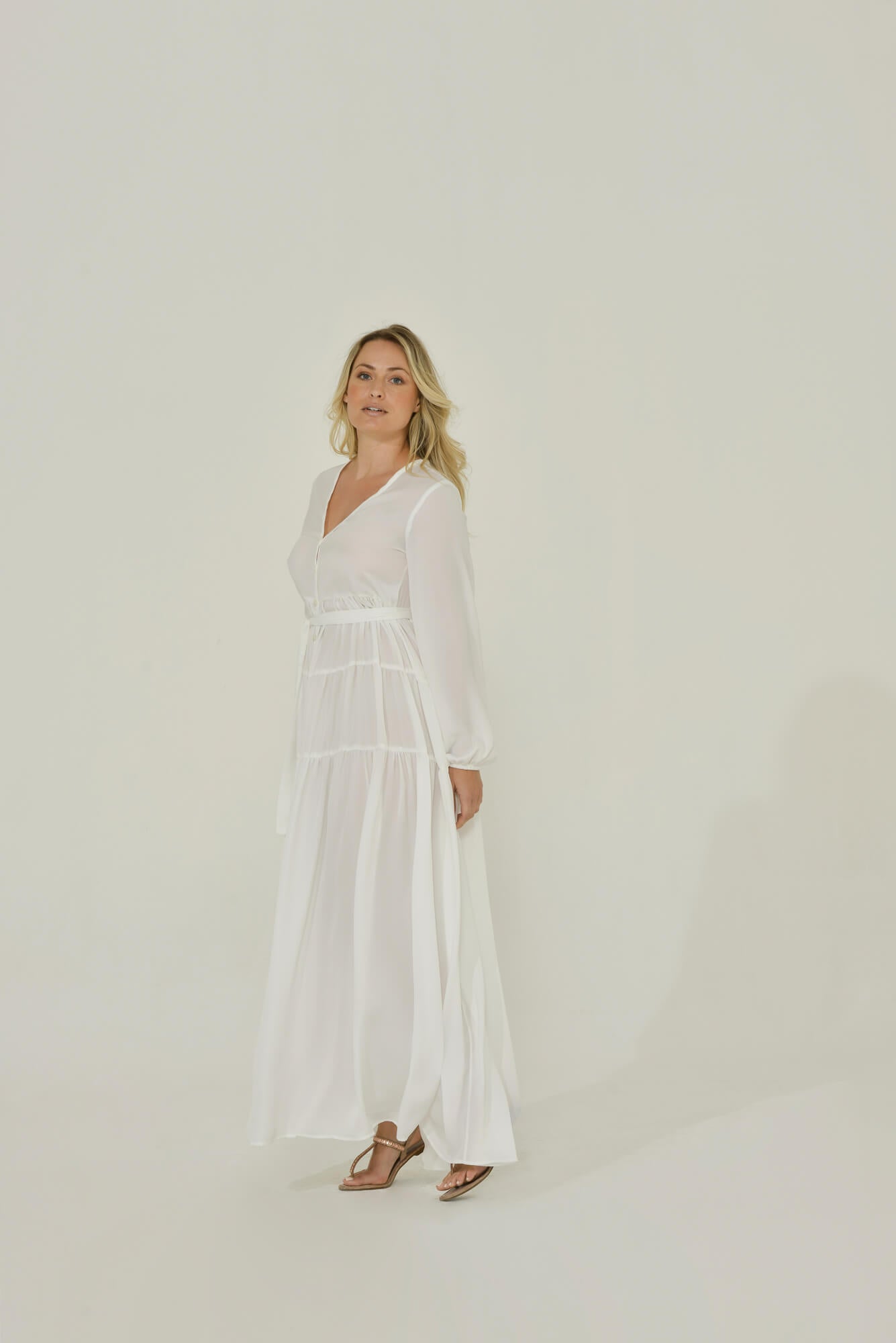 Long Sleeve Maxi Dress | White | Sustainable Clothing | Intention Long Sleeve Maxi Dress | White | Sustainable Clothing | Intention