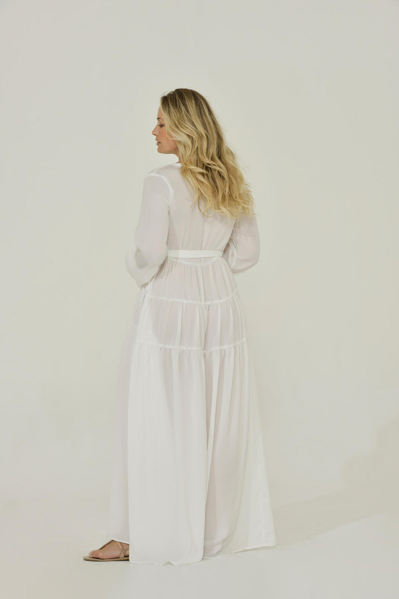 Long Sleeve Maxi Dress | White | Sustainable Clothing