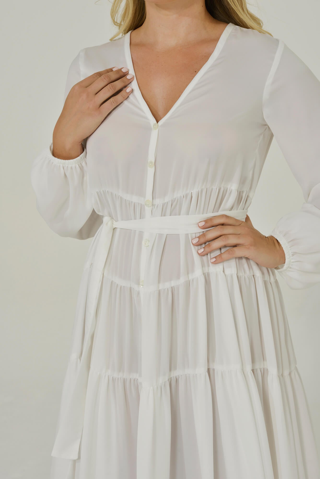 Long Sleeve Maxi Dress | White | Sustainable Clothing | Intention Long Sleeve Maxi Dress | White | Sustainable Clothing | Intention