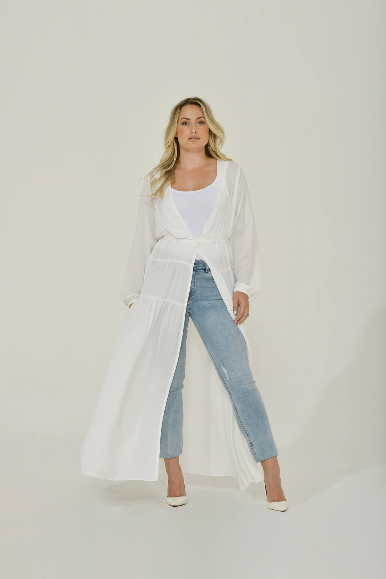 Long Sleeve Maxi Dress | White | Sustainable Clothing | Intention Long Sleeve Maxi Dress | White | Sustainable Clothing | Intention