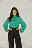 Sustainable-Women's-Clothing-Pussybow-Blouse-in-Green-2