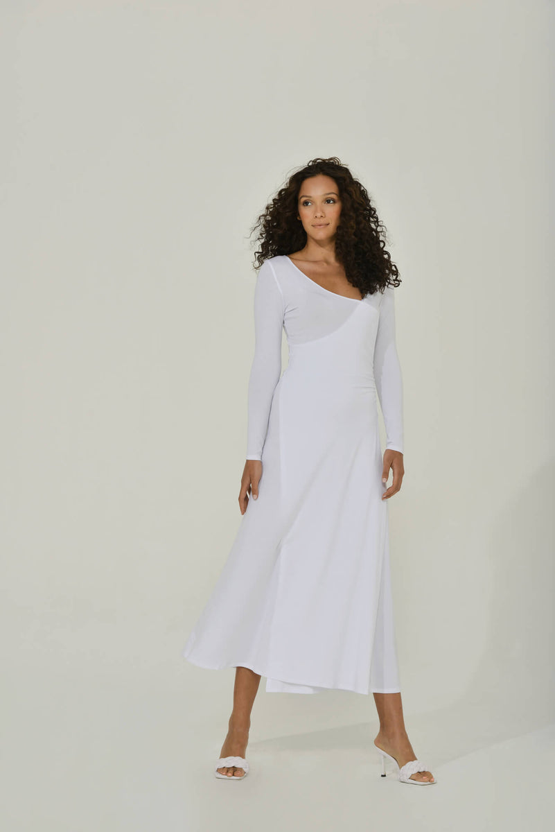 Maxi Wrap Dress White Sustainable Women's Clothing Intention