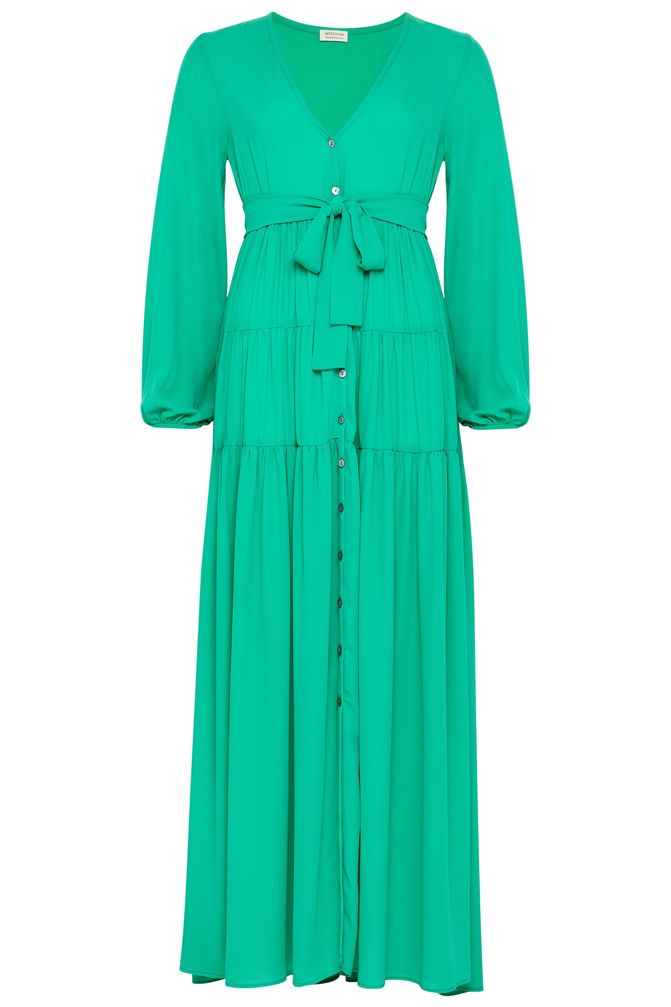Maxi Dress Button Front | Green | Long Sleeve | Sustainable Clothing | Intention Maxi Dress Button Front | Green | Long Sleeve | Sustainable Clothing | Intention