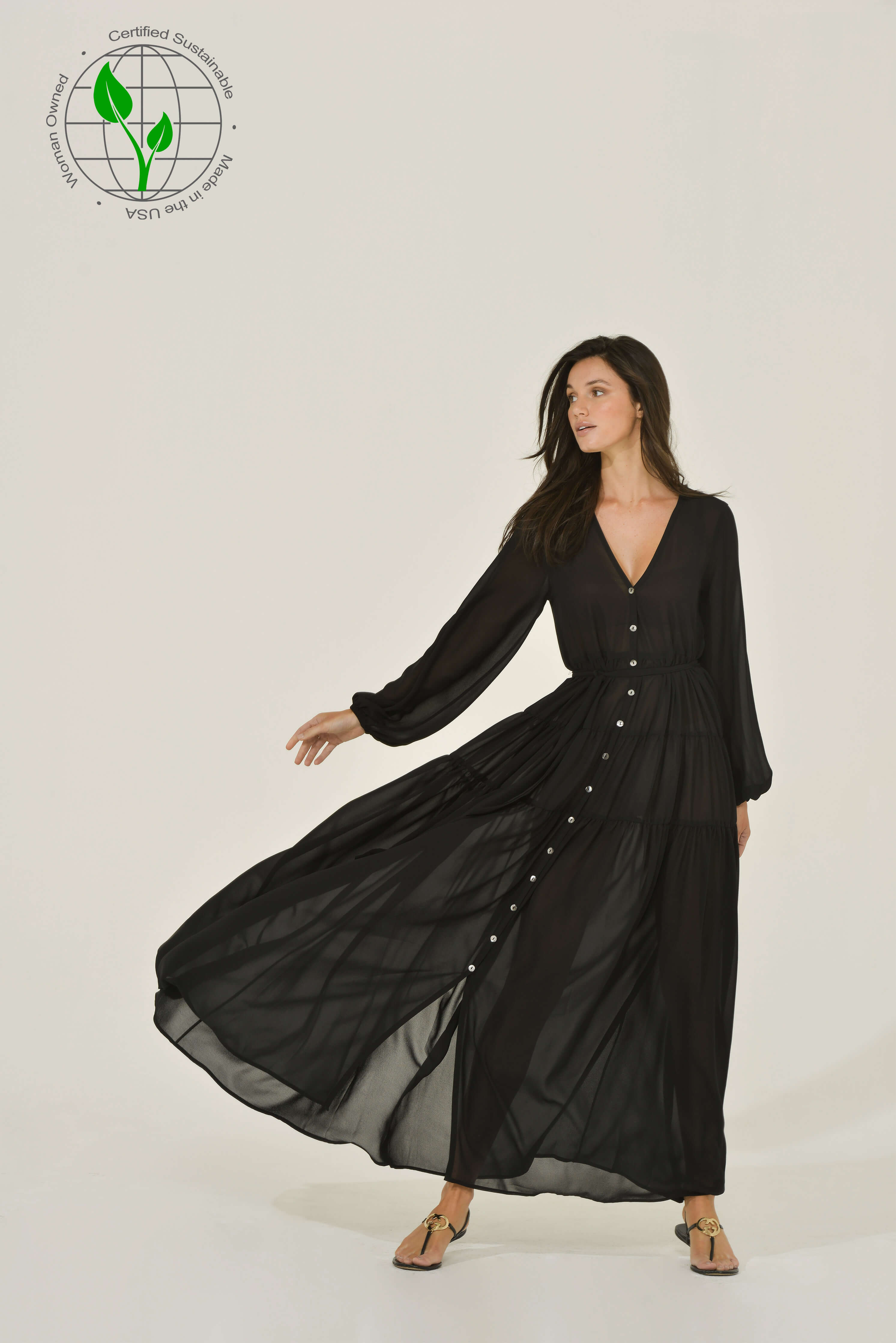 Button Up Maxi Dress | Black | Long Sleeve | Sustainable Clothing | Intention Button Up Maxi Dress | Black | Long Sleeve | Sustainable Clothing | Intention