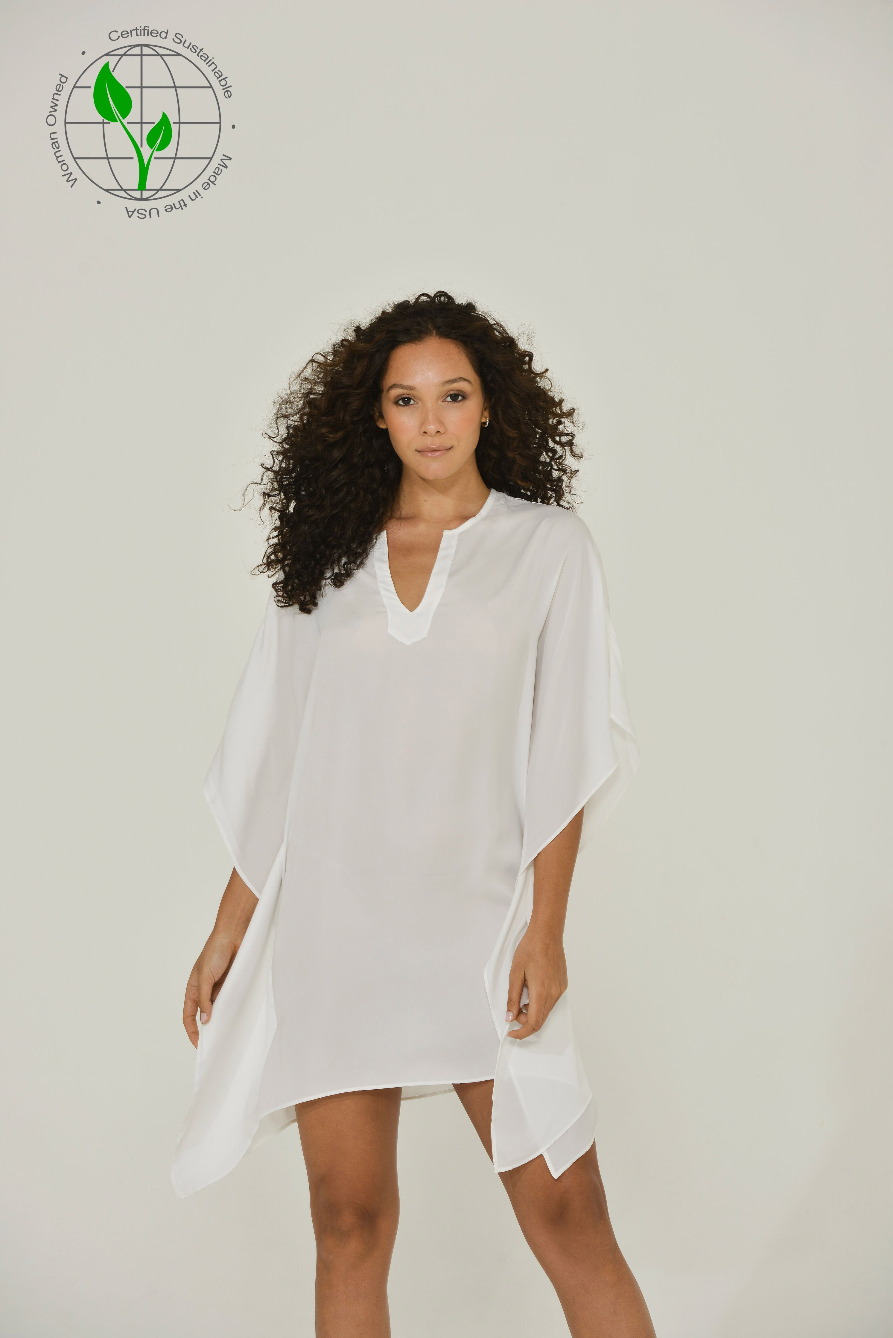 white tunic dress White Chiffon Caftan Tunic Top / Caftan Tunic Dress