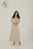 beige-maxi-wrap-dress-sustainable-womens-clothing-Intention-Fashion