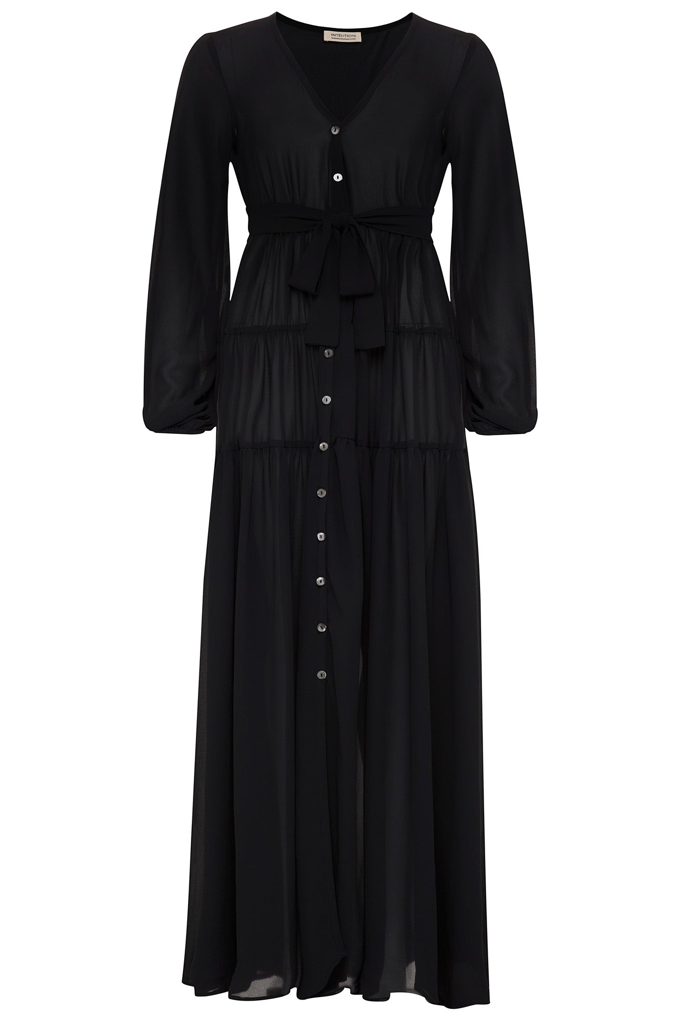 Button Up Maxi Dress | Black | Long Sleeve | Sustainable Clothing | Intention Button Up Maxi Dress | Black | Long Sleeve | Sustainable Clothing | Intention