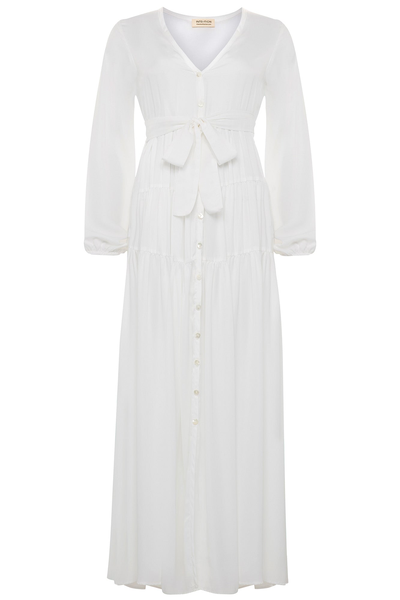 Long Sleeve Maxi Dress | White | Sustainable Clothing | Intention Long Sleeve Maxi Dress | White | Sustainable Clothing | Intention